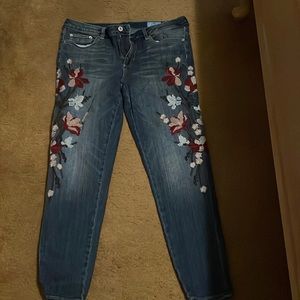 Size 12 dark blue embroidered jeans cece